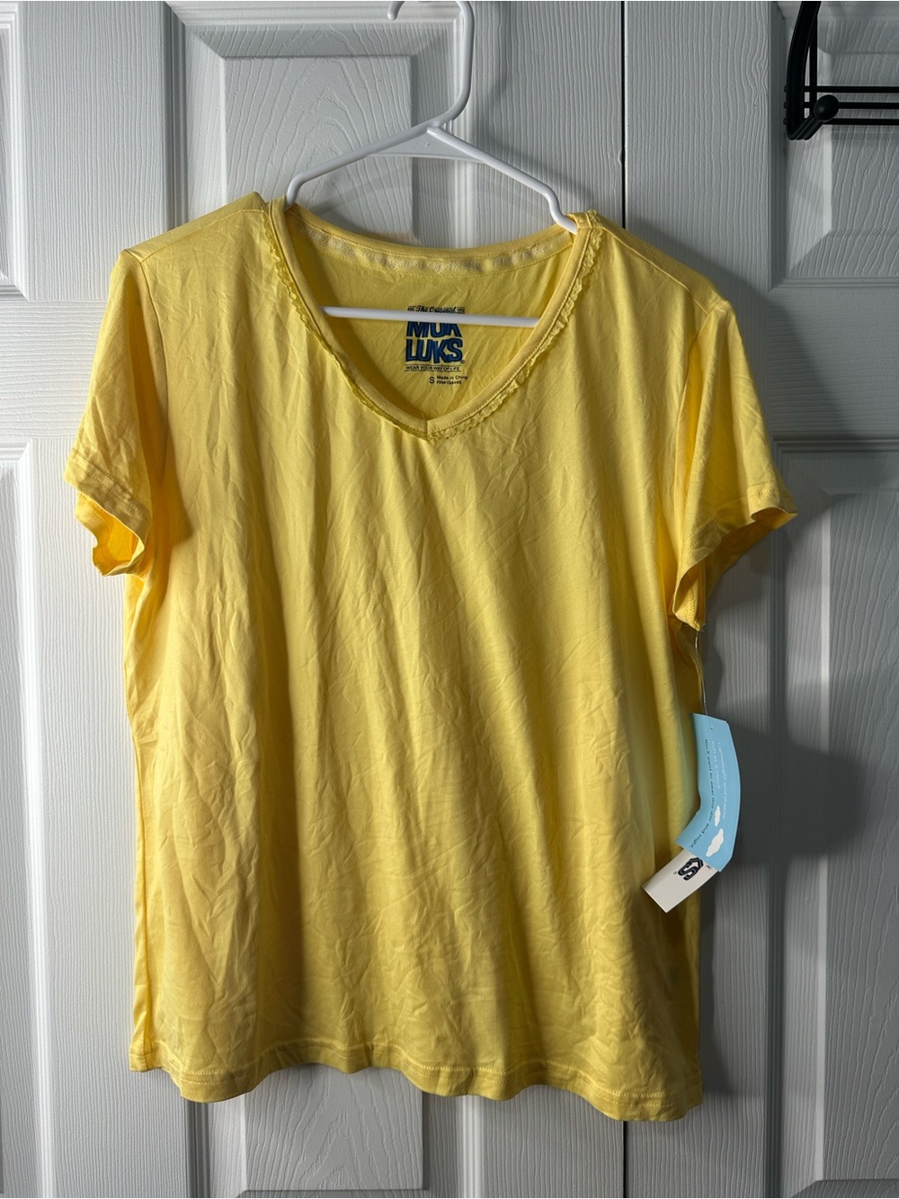 Muk Luks Sunny Yellow V-Neck Short Sleeve Tee